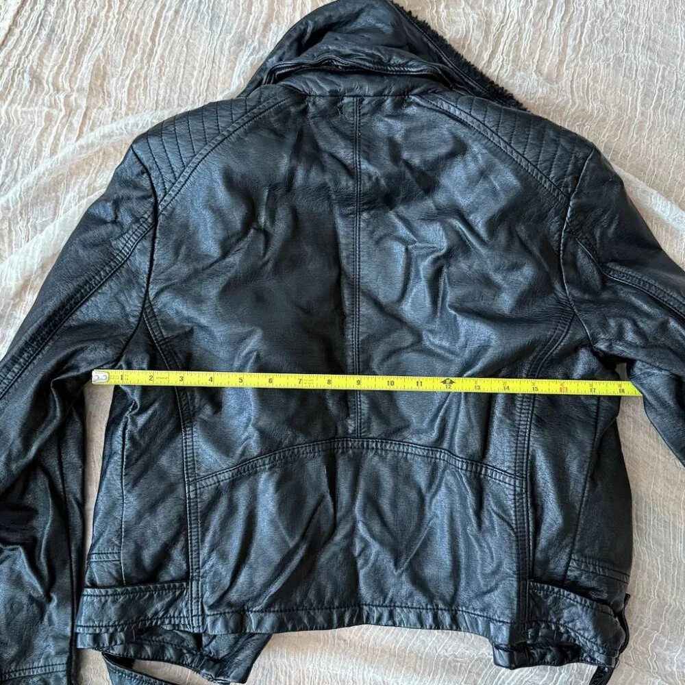 Free People Lined Moto Leather Jacket with Detachable Sherpa Collar - Picture 8 of 10